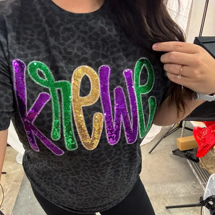 Mardi Gras Krewe Real Sequins Short Sleeve Tee