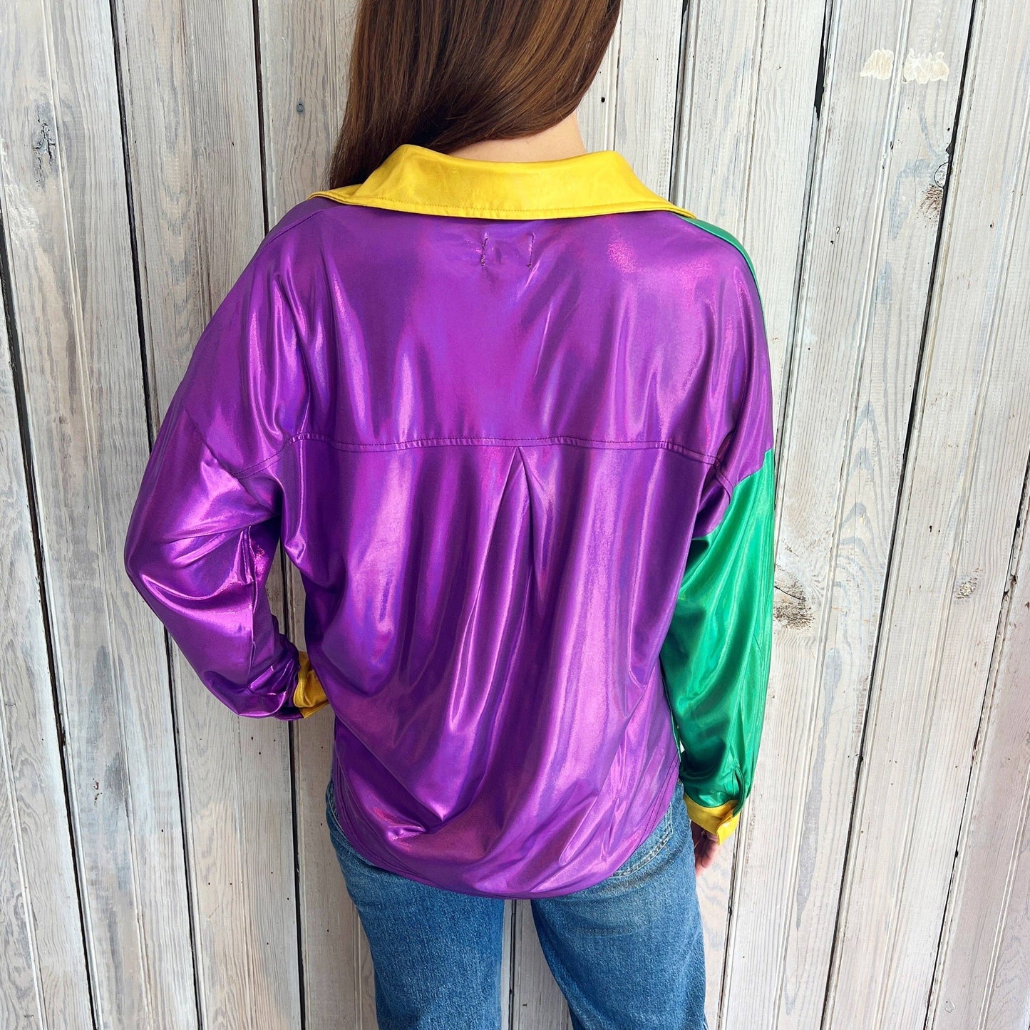Mardi Gras Metallic Button Down