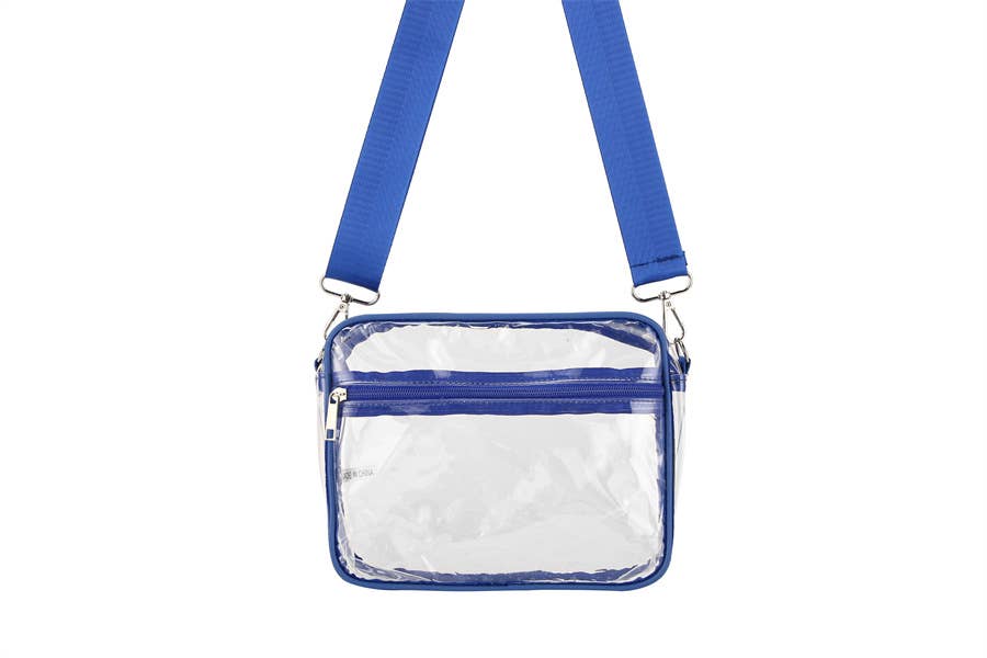 Ladies Clear See Thru Crossbody Fashion Handbag- Gold