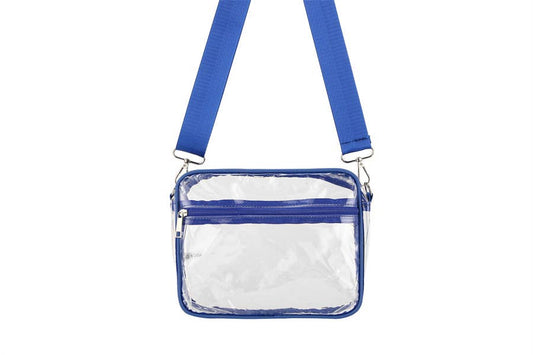 Ladies Clear See Thru Crossbody Fashion Handbag- Silver