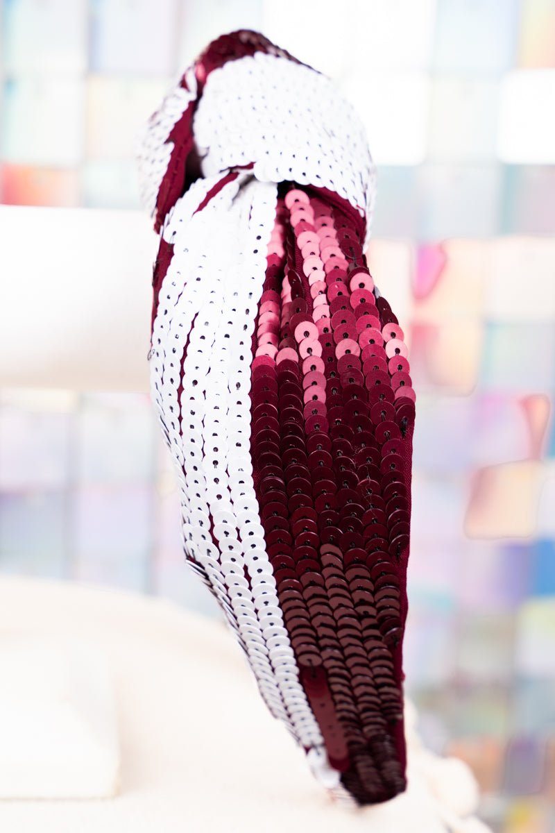 Team Colors Wine and White Sequin Knotted Headband