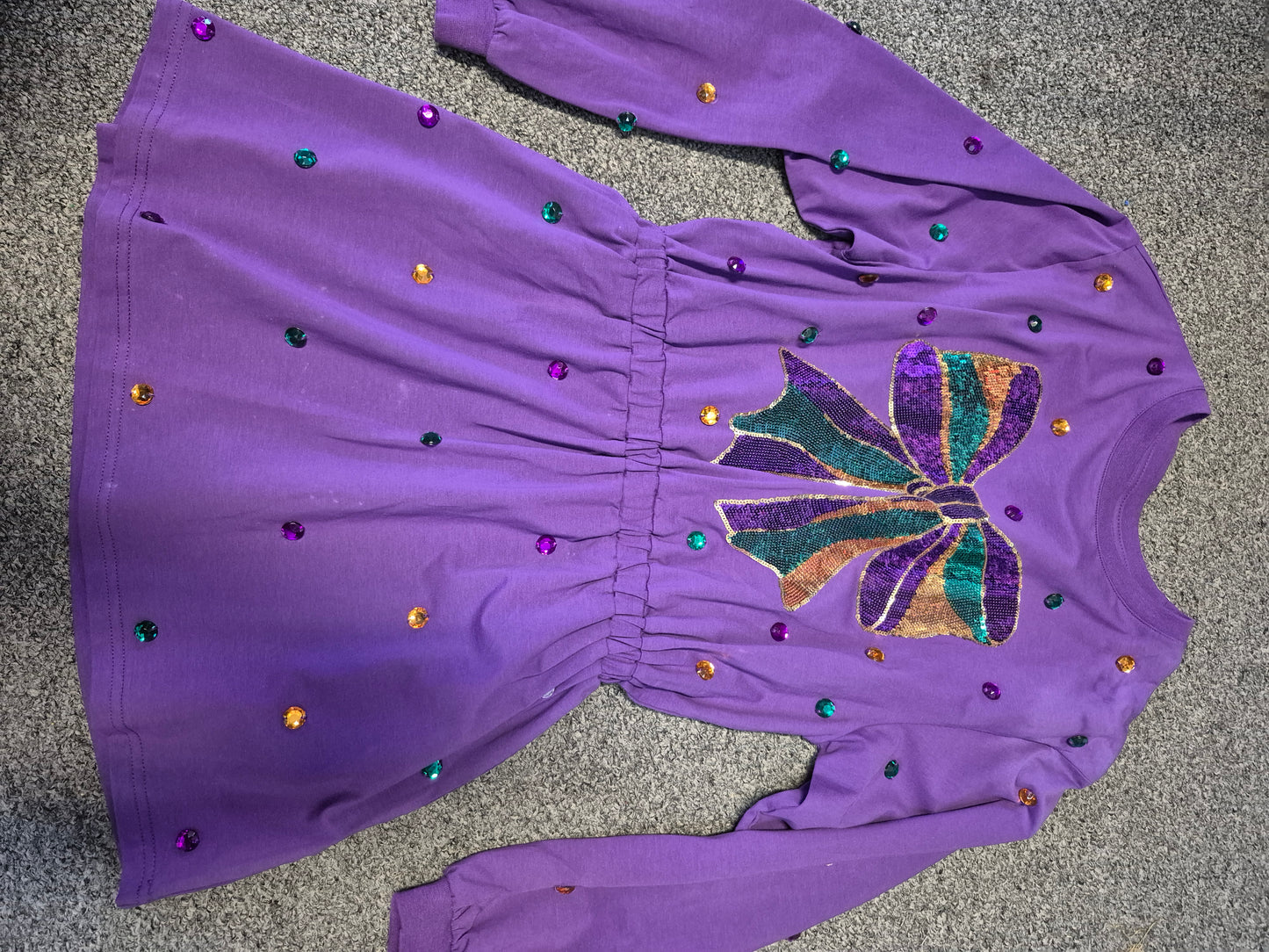 Mardi Gras Sequin Bow Jewel Dress