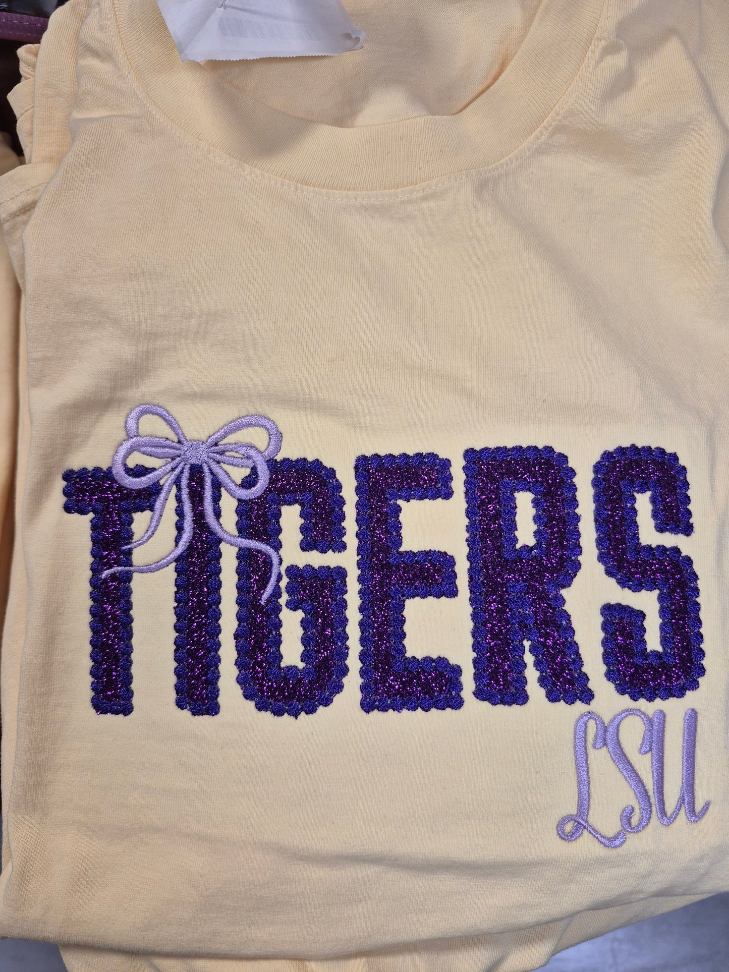 Tigers - Bubble Stitched Mascot with Bow