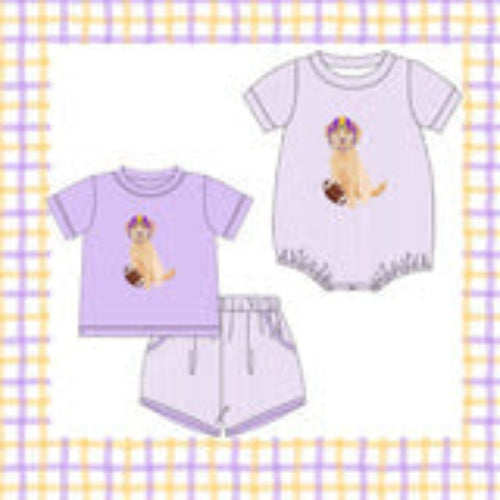 Purple Football Pup Shorts Set