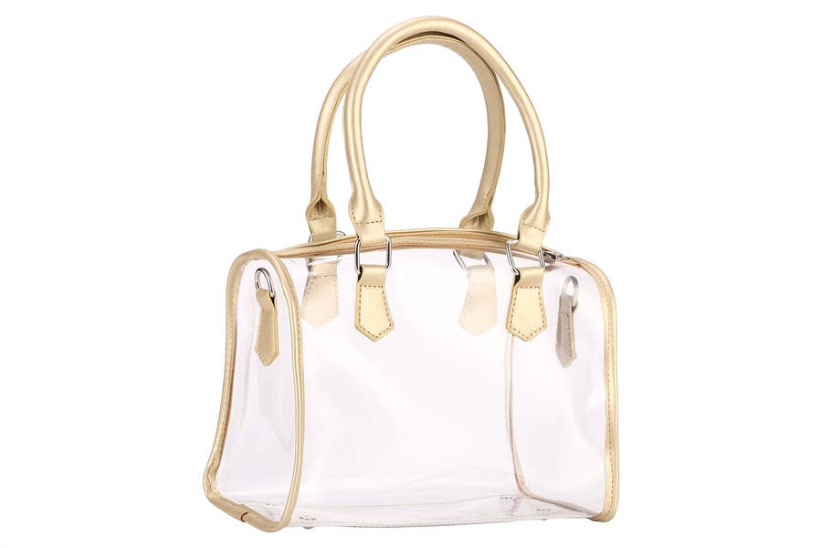 Clear Satchel Ladies Handbag - Gold