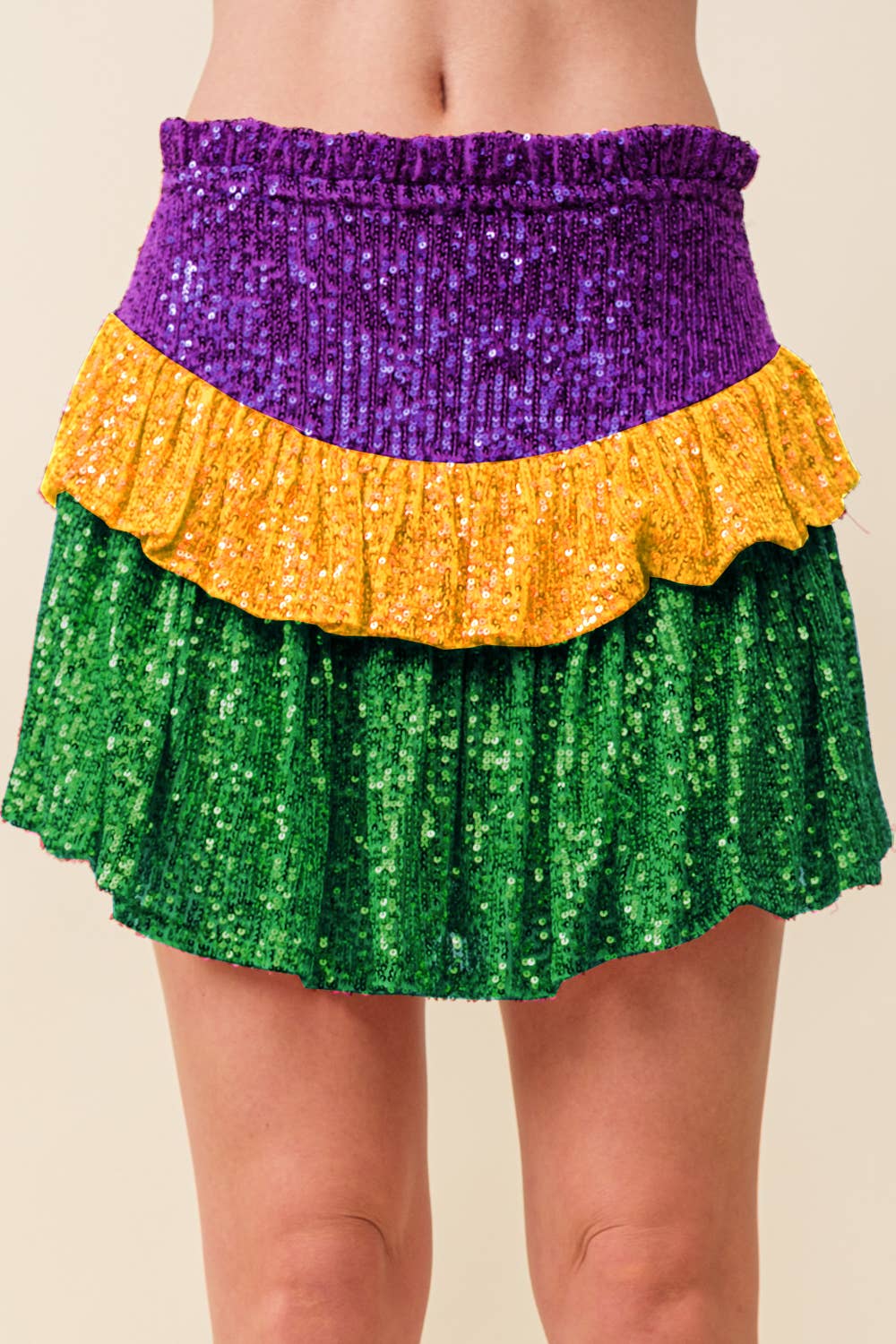 Mardi Gras Sequin Color Block Skort