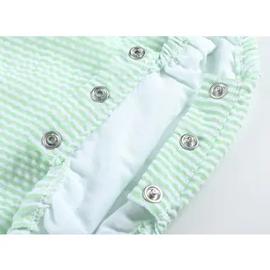 Classic Green Seersucker Bubble Romper