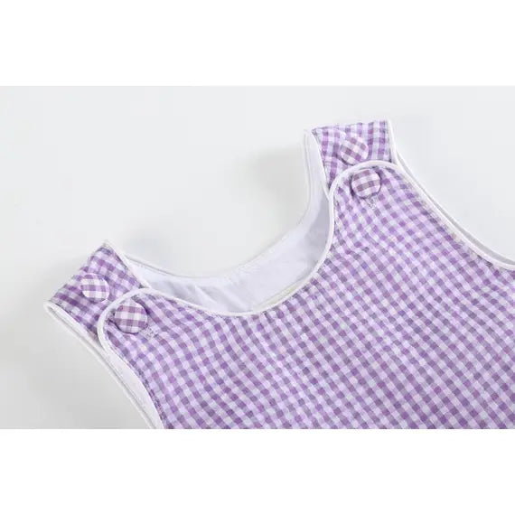 Classic Purple Gingham Baby Bubble Romper