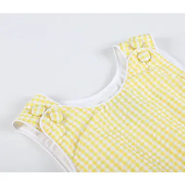 Classic Yellow Gingham Baby Bubble Romper