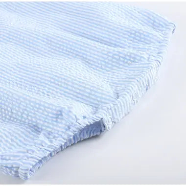 Classic Light Blue Seersucker Bubble Romper