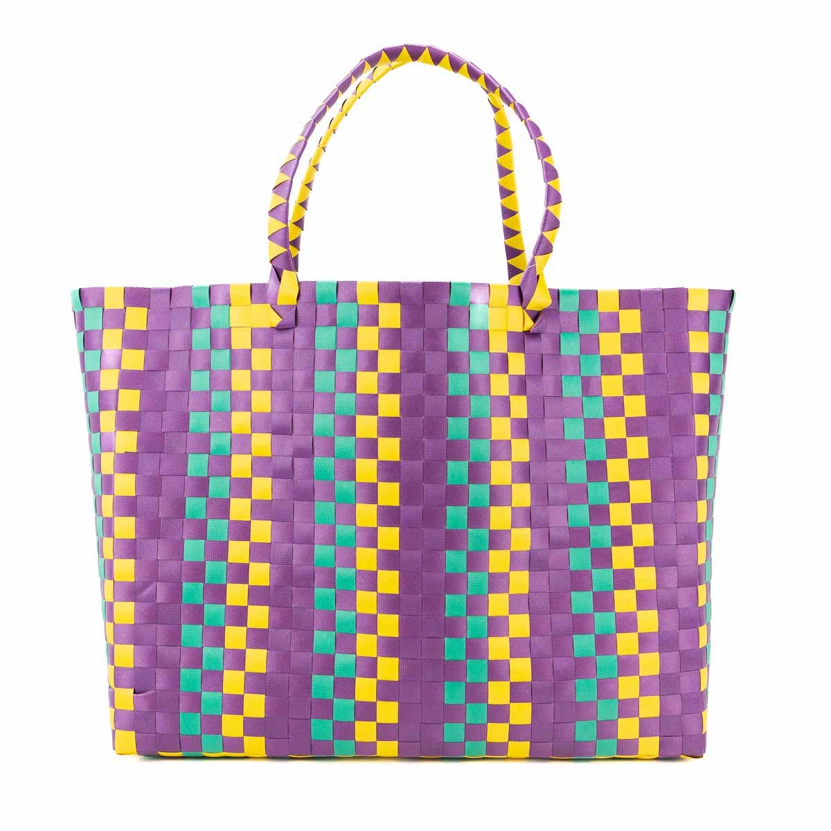 Mardi Gras Woven Tote Purple/Yellow/Green