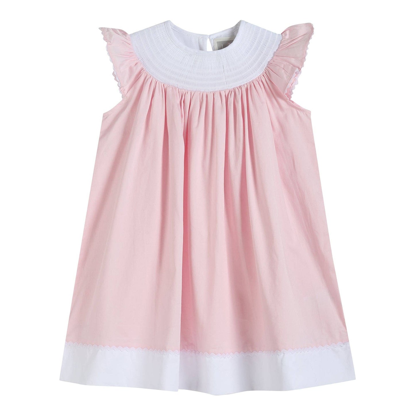 Light Pink and White Smocked Baby Bishop Dress