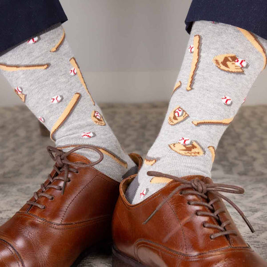 Men's Baseball Socks Gray/Brown One Size