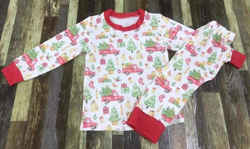 Little Red Truck Christmas Long Sleeve Shirt and Pants Set