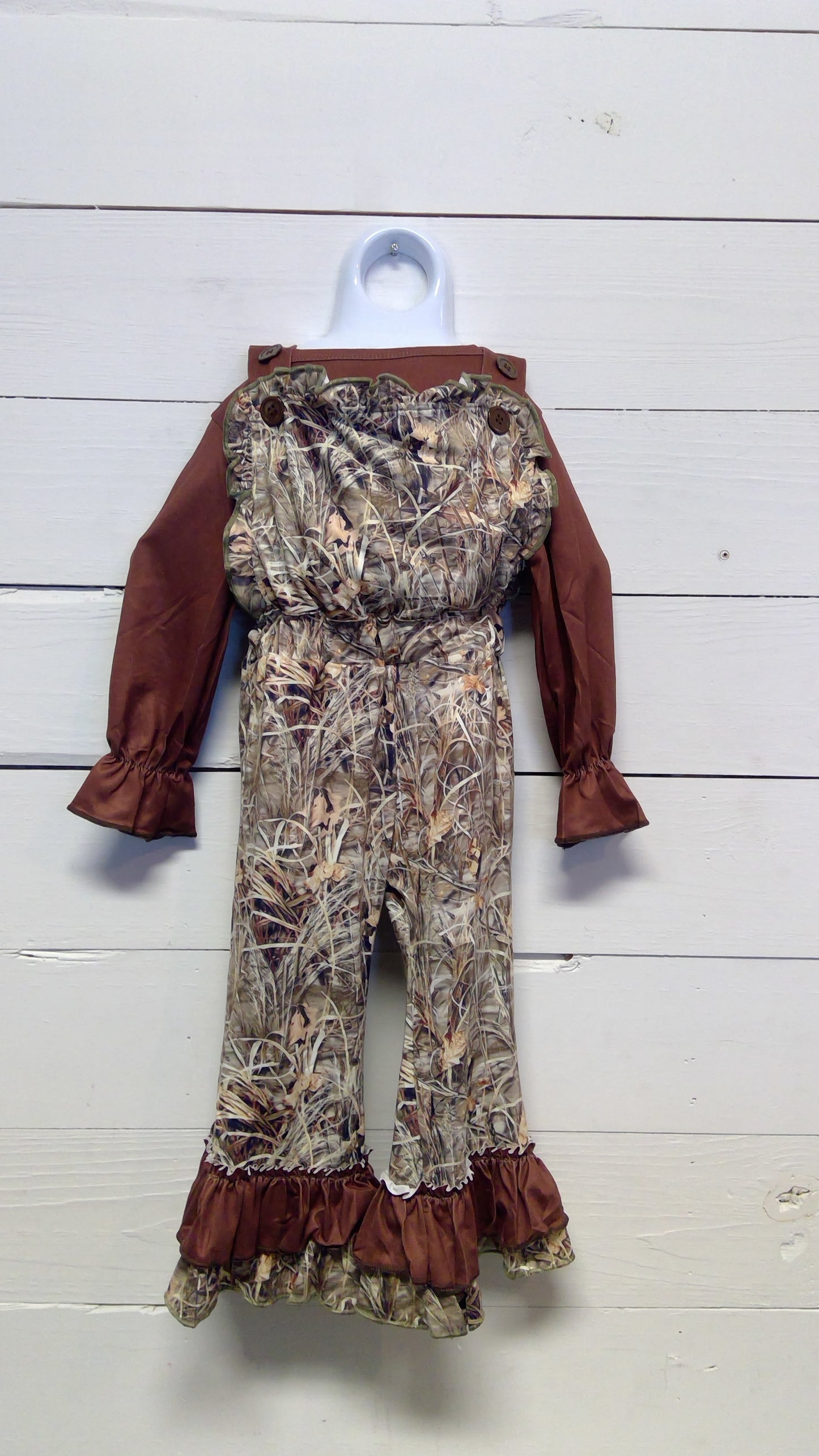 Long Sleeve Camo Ruffle Jumper