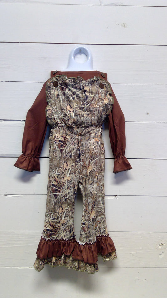 Long Sleeve Camo Ruffle Jumper