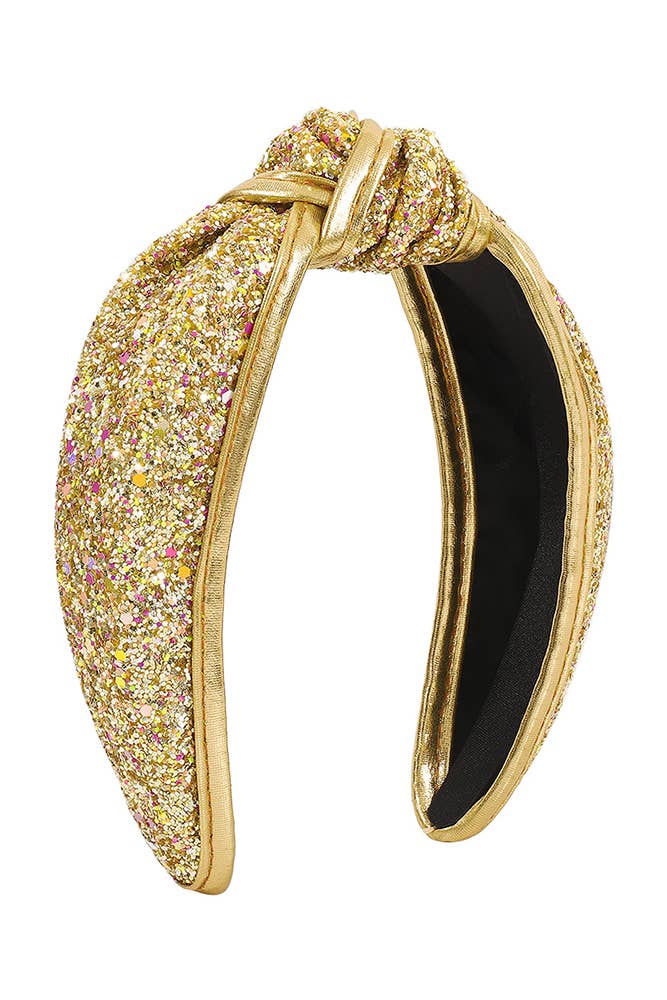 Sequin Glitter Knot Headband - Gold