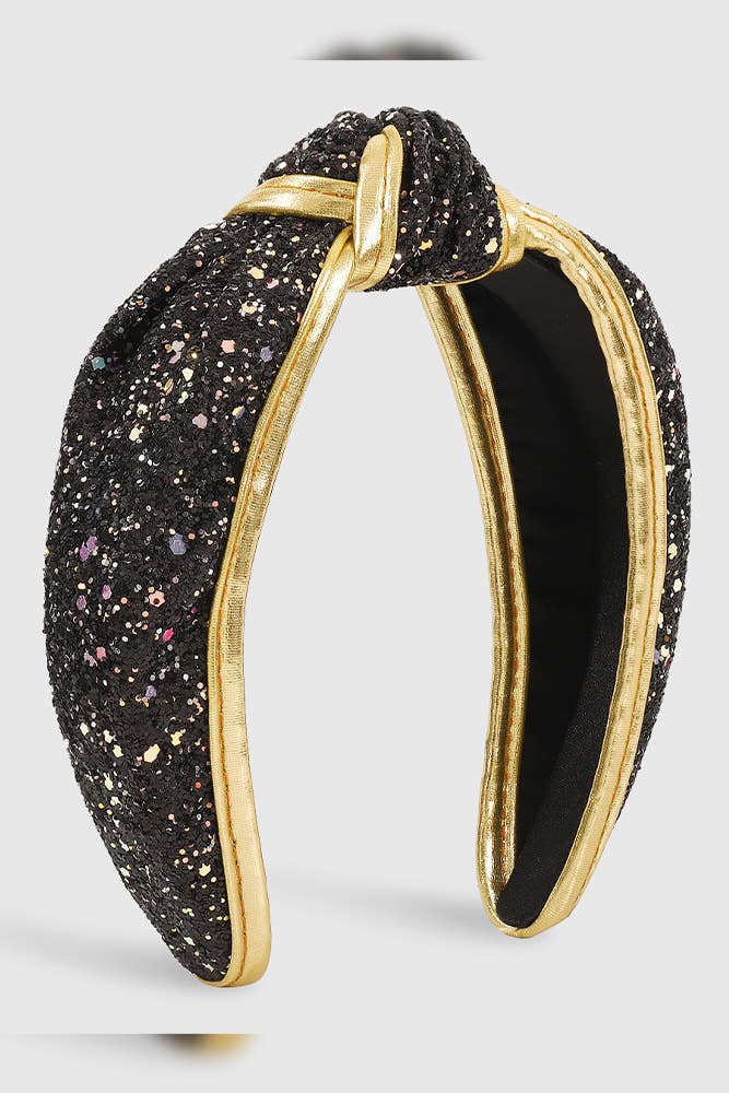 Sequin Glitter Knot Headband - Black