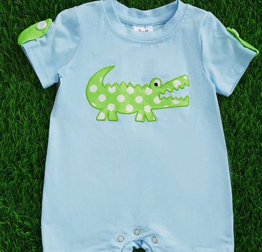 Boy Baby Romper w/ Alligator Appliqué