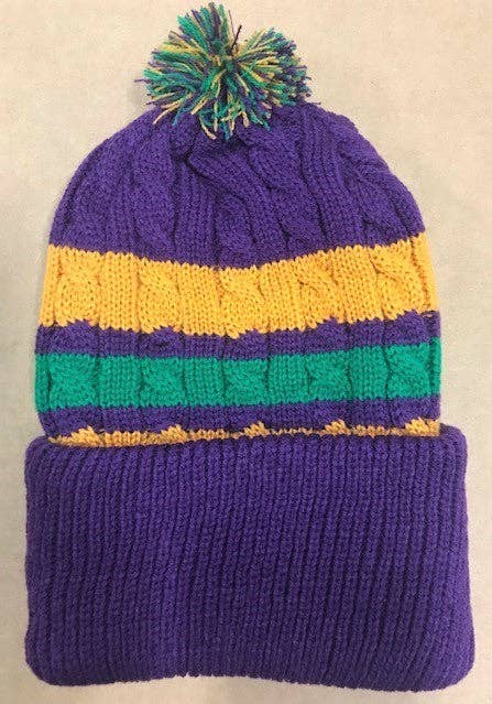 Mardi Gras Pom-Pom Toboggan Hat