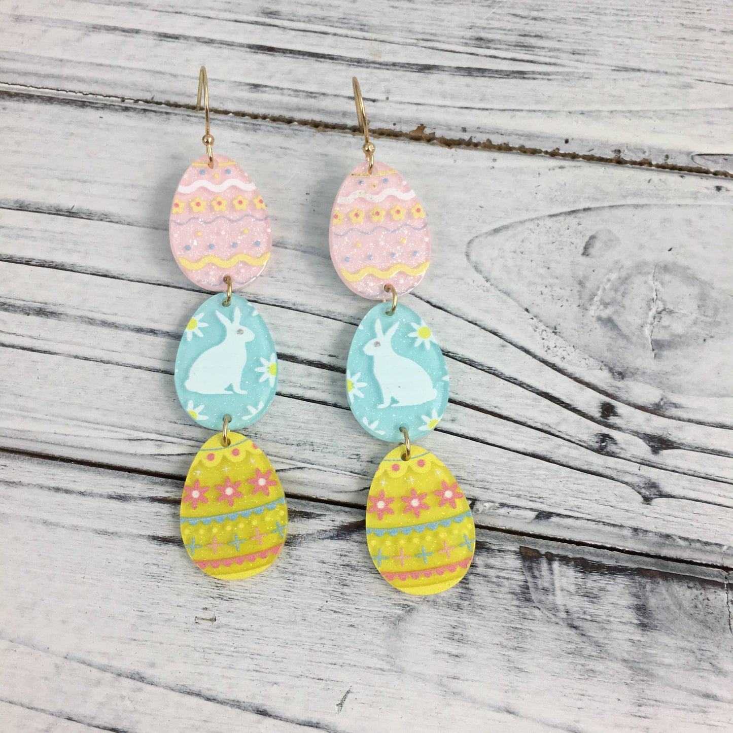 Acrylic Easter 3 Egg Earrings
