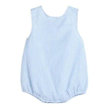 Classic Light Blue Seersucker Bubble Romper