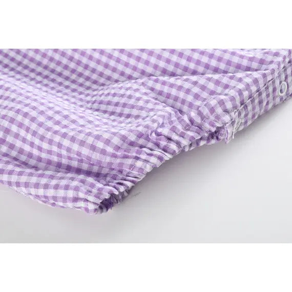 Classic Purple Gingham Baby Bubble Romper