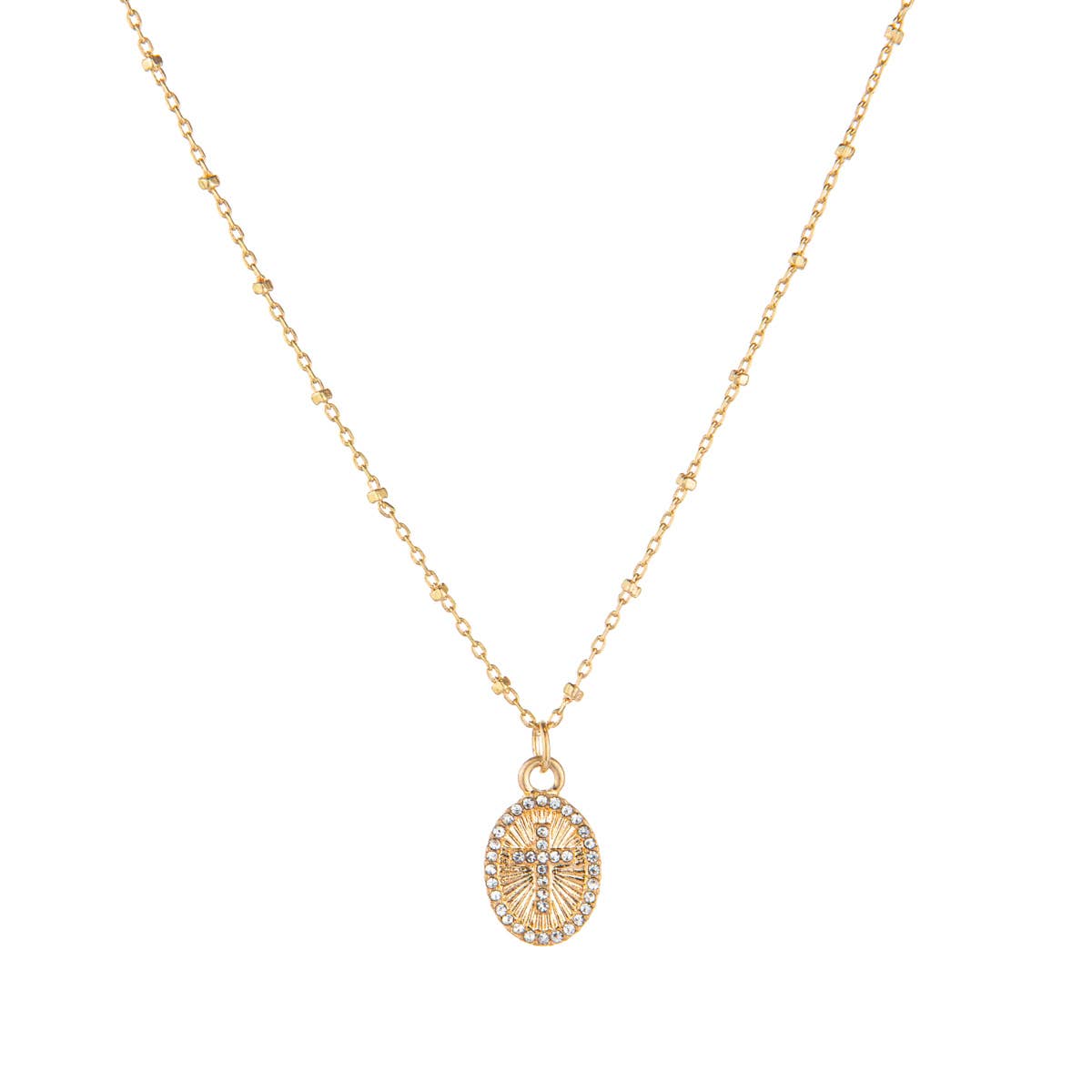 Cross Medallion Necklace Gold 16"