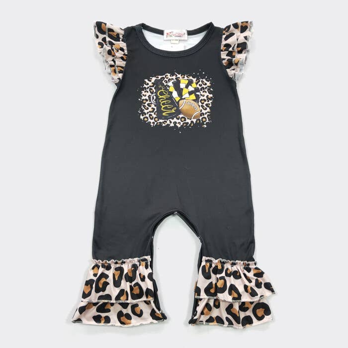 Leopard Football Baby Romper - Black