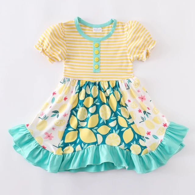 Lemon Print Stripe Dress