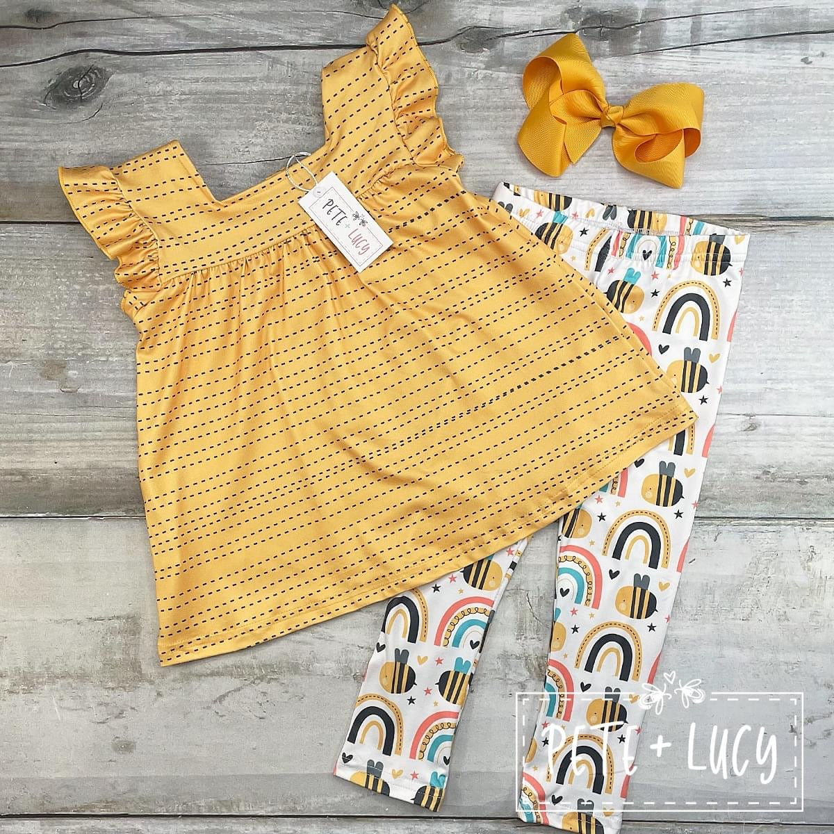 Yellow Rainbows and Bees Pants 12-18M