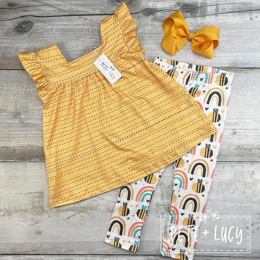 Yellow Rainbows and Bees Pants 12-18M