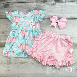 Teal Pink Hot Air Balloons Shorts
