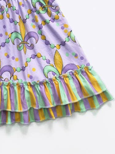 Fleur De Lis Girls Dress Mardi Gras