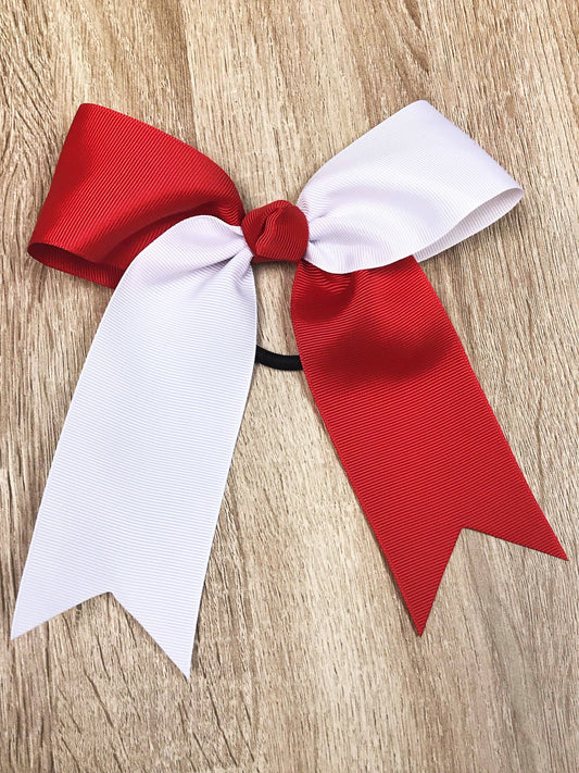 School Spirit Cheer Bows: Red/White