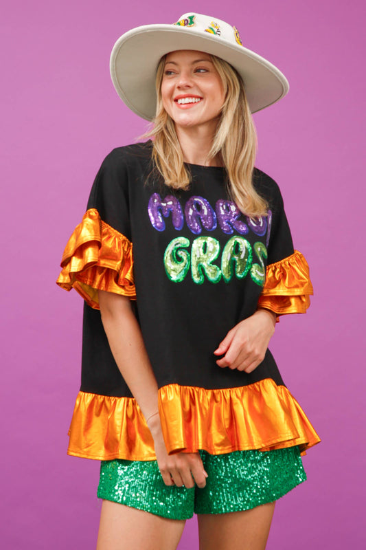 Mardi Gras Sequin Shorts- Yellow
