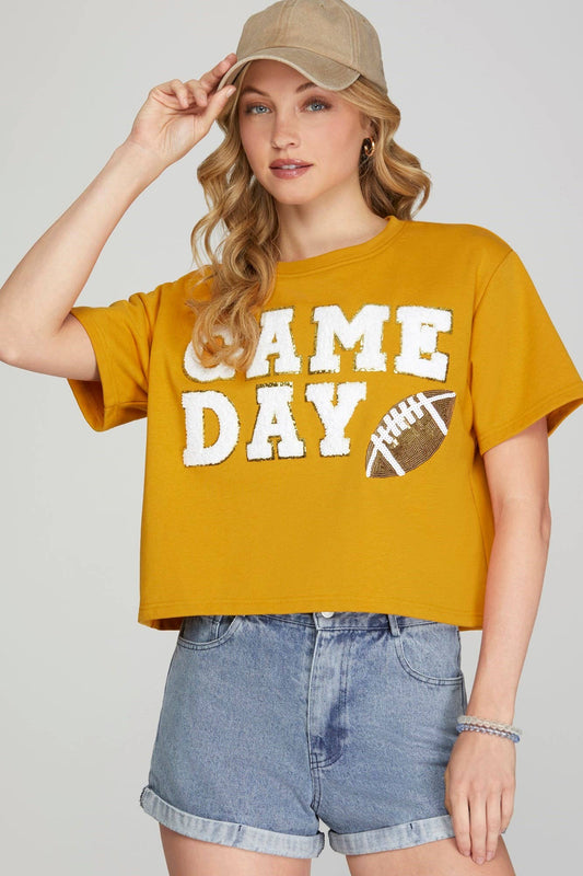 Game Day Football Patch Top- Gold