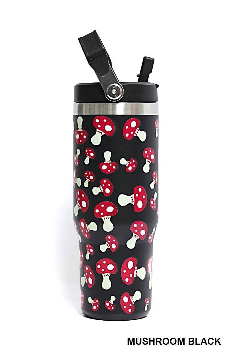 Mardi Gras Swirl 30 OZ STAINLESS STEEL FLIP STRAW TUMBLER- MARDI GRAS SWIRL