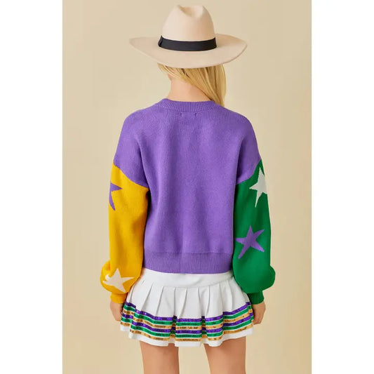 Mardi Party Color Block Sweater