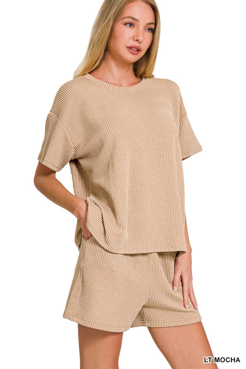 Corded Rib Tee & Shorts Set