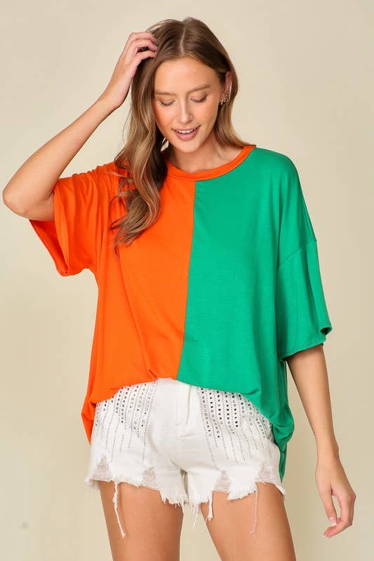Game Day Multi Color Knit Top- Deep Red/ White