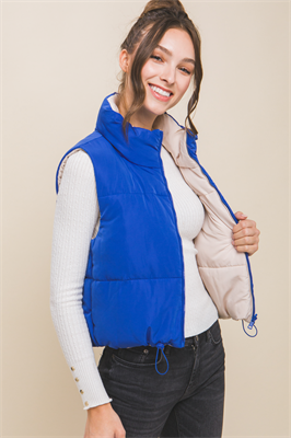 Puffer Vest With Pockets- Violet