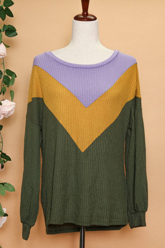 Mardi Gras Long Sleeve Waffle Top