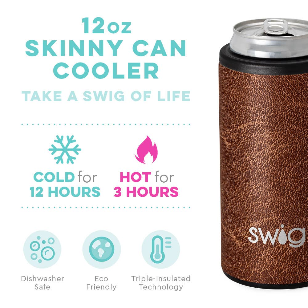 Leather Skinny Can Cooler (12oz)