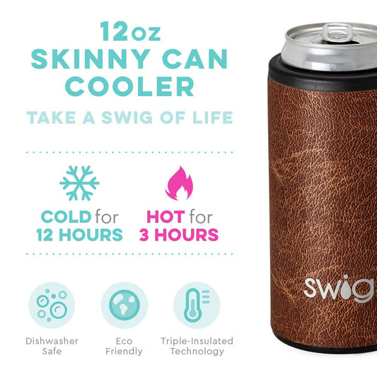 Leather Skinny Can Cooler (12oz)