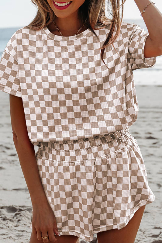 Checkerboard Top & High Waist Skorts