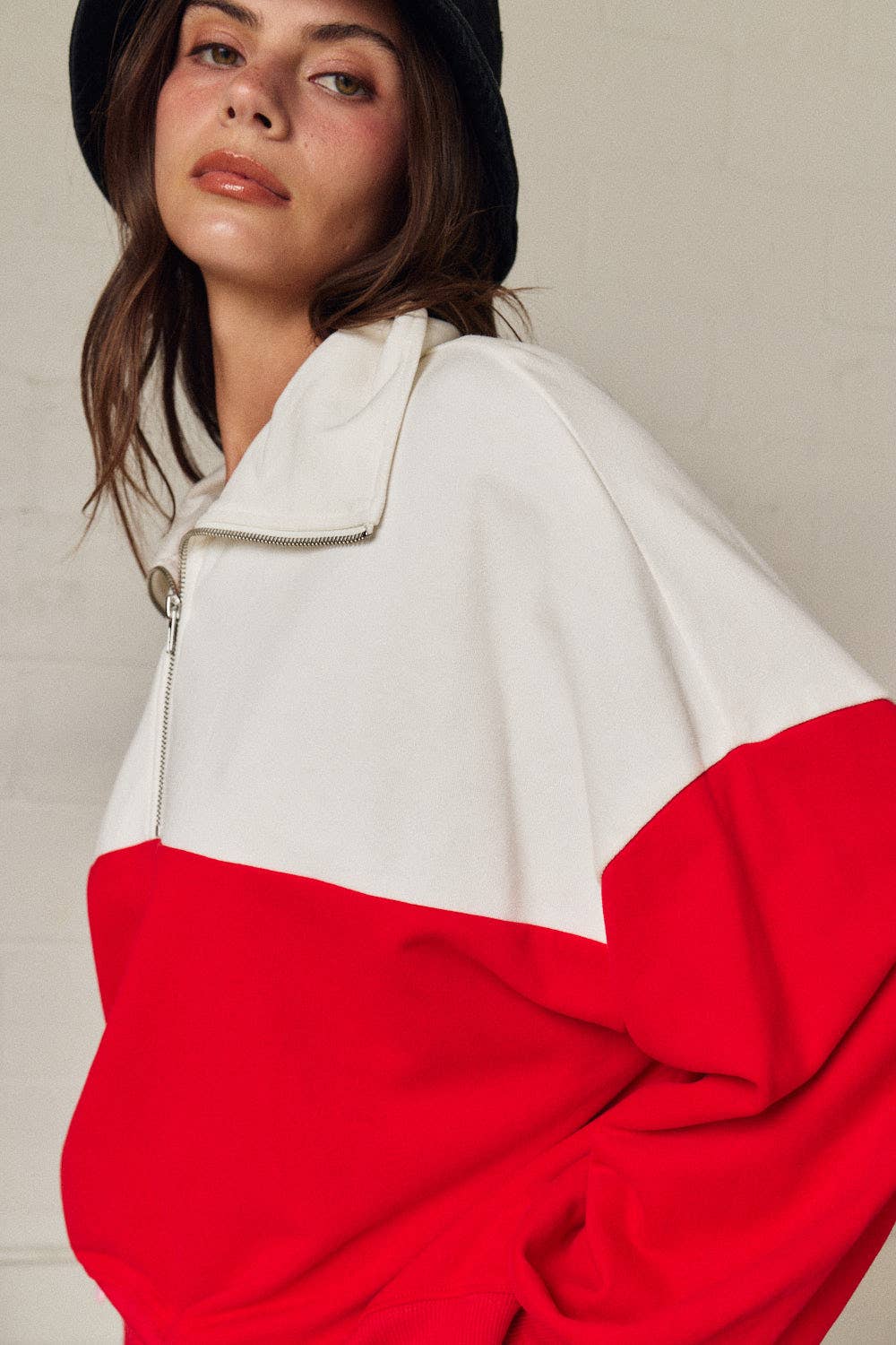 Royal Blue Colorblock Half Zip Pullover