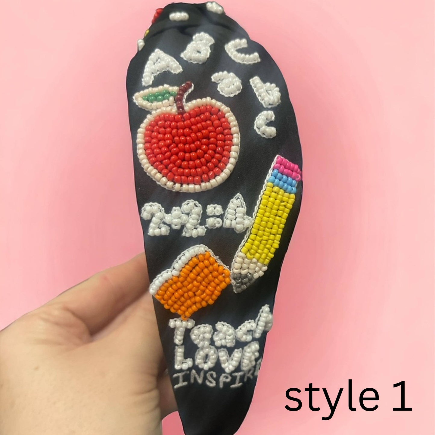 Teach Love Inspire Seed Bead Headband- Black
