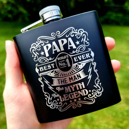 Best Ever Papa Metal Flask