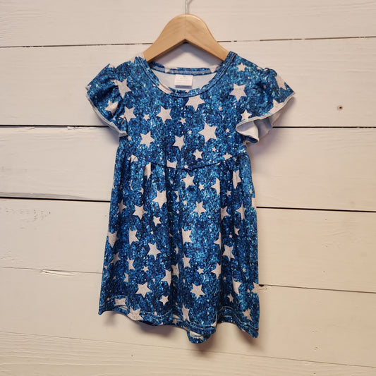 Blue Star Flutter Sleeve Dress